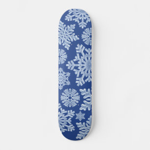 Djup blå Vinter Frost Snöflingor-jul Mini Skateboard Bräda 18,5 Cm