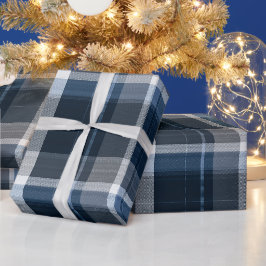 Djup blågrå hav skifferrutig mönster presentpapper