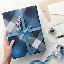 Djup blågrå havsskifferrutigt mönster presentpapper