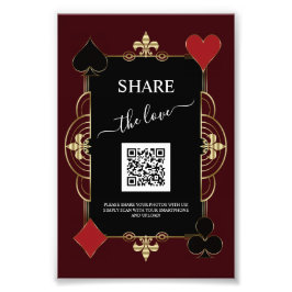 Djup Burgundy Casino Dela Foto QR-kod Bröllop