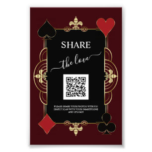 Djup Burgundy Casino Dela Foto QR-kod Bröllop