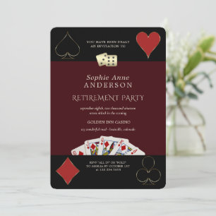 Djup Burgundy Casino Vegas Poker Pensionärsfest Inbjudningar