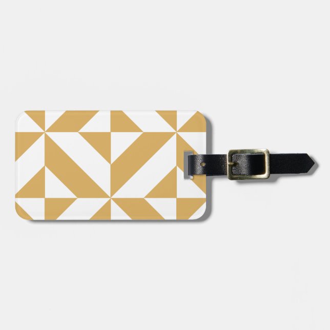 Djup Coola Guld Geometric Deco Cube Mönster Bagagebricka (Horisontell Framsida)