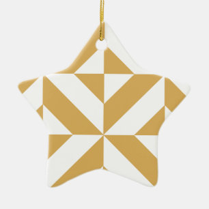 Djup Coola Guld Geometric Deco Cube Mönster Julgransprydnad Keramik