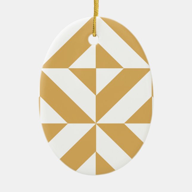 Djup Coola Guld Geometric Deco Cube Mönster Julgransprydnad Keramik (Framsidan)