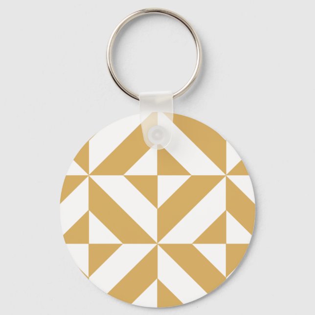 Djup Coola Guld Geometric Deco Cube Mönster Nyckelring (Framsida)
