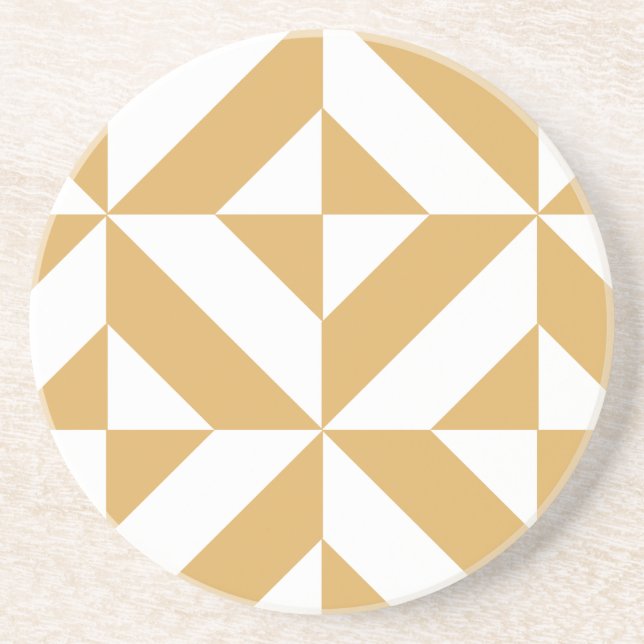 Djup Coola Guld Geometric Deco Cube Mönster Underlägg Sandsten (Framsidan)