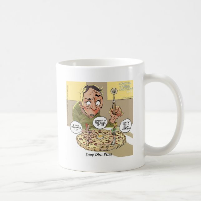 Djup Dish Pizza Roligt Filosofiskt Kaffemugg (Höger)