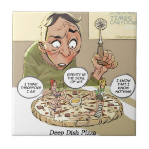 Djup Disk Pizza Roligt Filosofiskt Kakelplatta