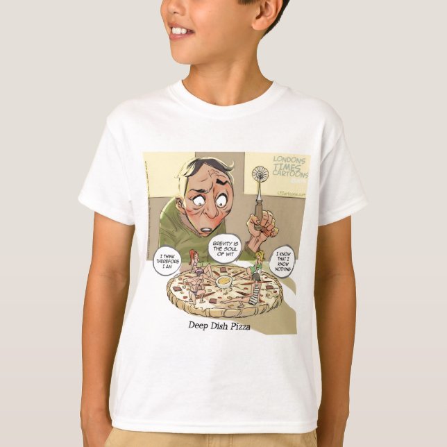 Djup Disk Pizza Roligt Filosofiskt Tee (Framsida)