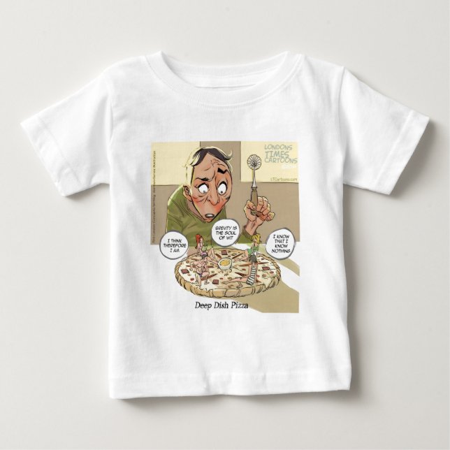 Djup Disk Pizza Roligt Filosofiskt Tee Shirt (Framsida)