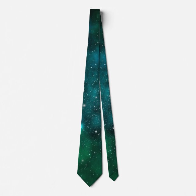 Djup Grön Galax Stjärnfält Kosmiskt Utrymme Slips (Framsida)