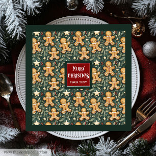 Djup grönt för pepparkaksgubbe av julhelgen pappersservett