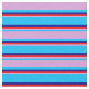 Djup Himlar Blue, Plum, Red och Mörk blått Rand Tyg
