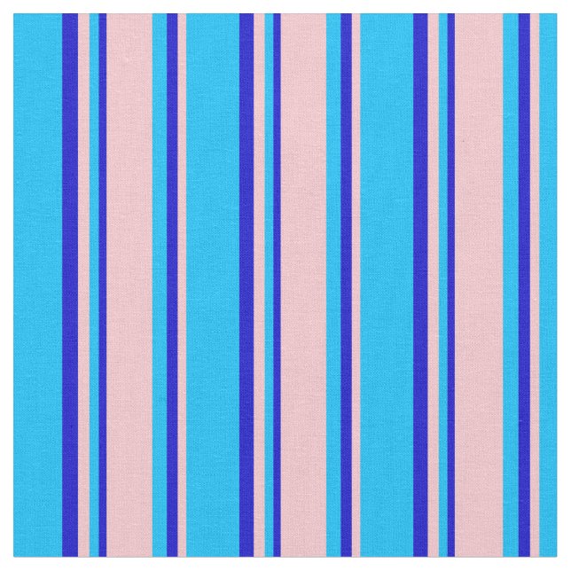 Djup Himlar Blue, Rosa och Blå Linjer Mönster Tyg (Närbild)