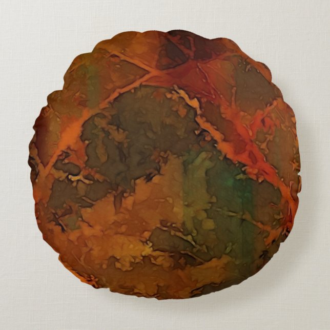 Djup höst - Rik - Jordad Abstrakt - fall Rund Kudde (Framsidan)