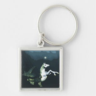 Djup i Sea Keychain Fyrkantig Silverfärgad Nyckelring