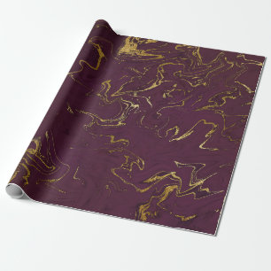 Djup jord Guld Marble Plum Lila Presentpapper