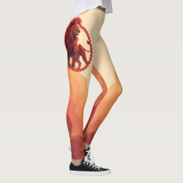 Djup karmosin glöd – Ödets brinnande lejon. Leggings