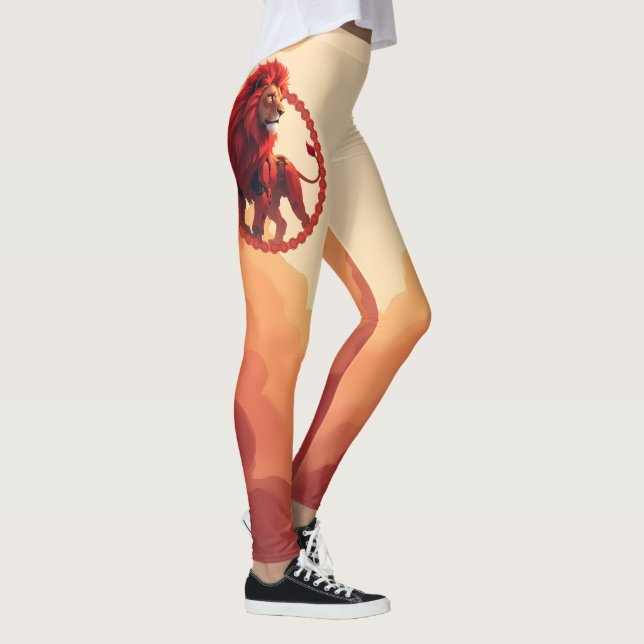 Djup karmosin glöd – Ödets brinnande lejon.   Leggings (Höger)