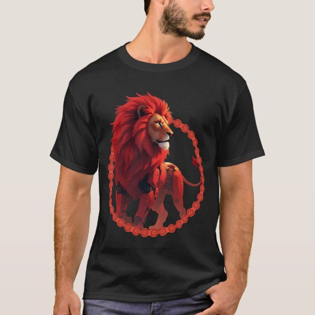 Djup karmosin glöd – Ödets brinnande lejon.   T Shirt (Framsida)