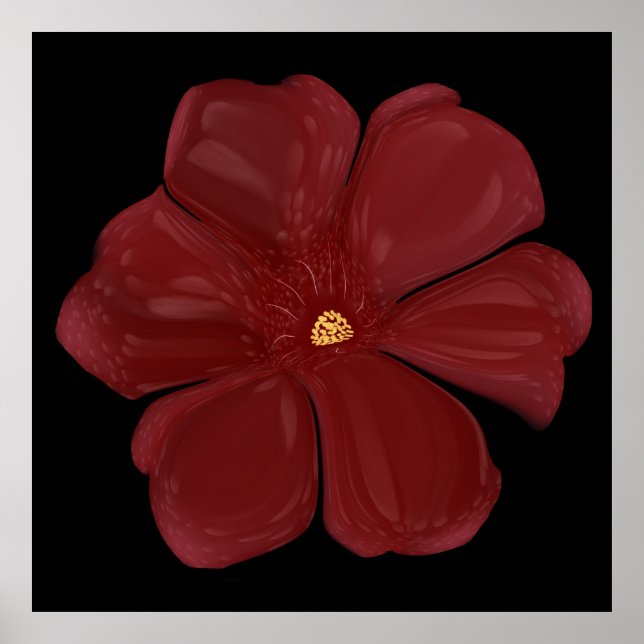 Djup karmosinröd Dyster blomning Glansig Mörk Bota Poster (Framsidan)