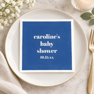 Djup Koboltblå Modern Rolig Anpassad Baby Shower Pappersservett