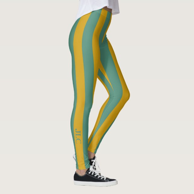 Djup kricka och kryddig senapsgultt randMonogram Leggings (Höger)