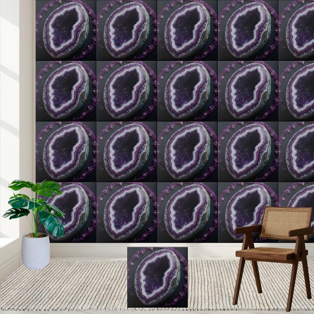 Djup Lila Amethyst Geode Tile Kakelplatta (Deep Purple Amethyst Geode Tile)