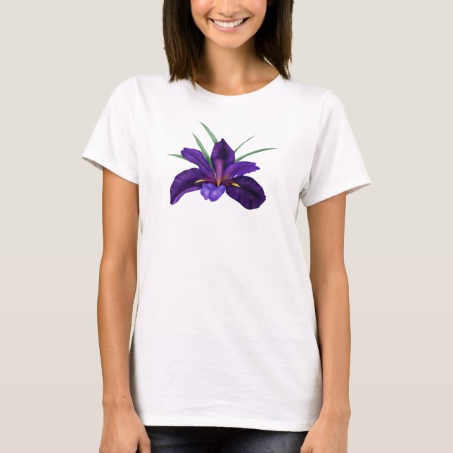 Djup Lila Bog Vatten Iris Illustration T Shirt (Framsida)