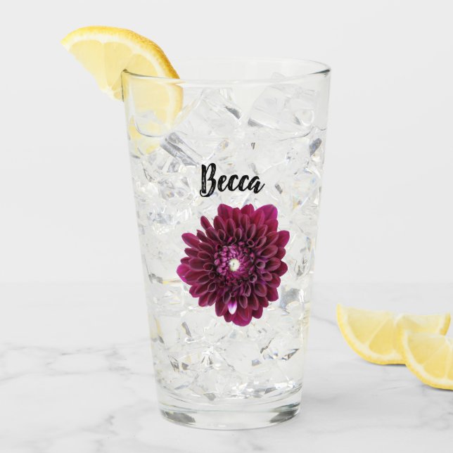 Djup Lila Dahlia Blomma Personlig Glaskopp (Framsida Ice)
