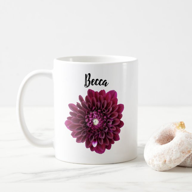 Djup Lila Dahlia Flower Personlig mugg (Med munk)