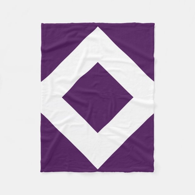 Djup Lila Diamond, Fet White Gräns Fleecefilt (Framsidan)