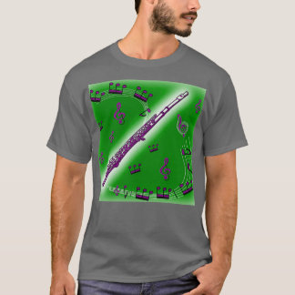 Djup Lila Flute mot en Mörk grönt bakgrund T Shirt