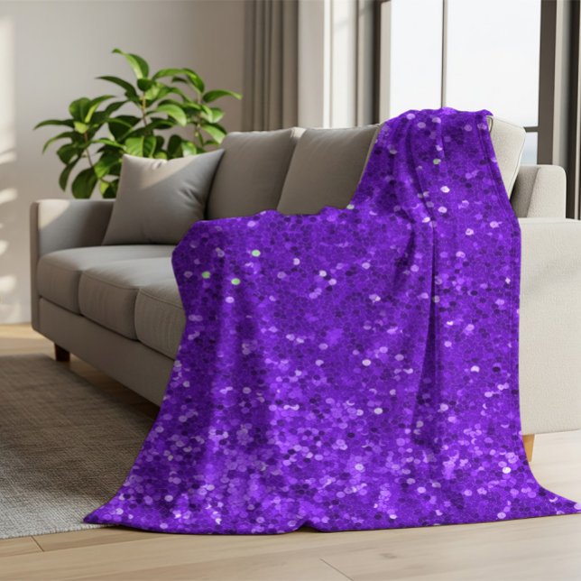 Djup Lila Glam Falskt Glitter Mönster Fleecefilt (Skapare uppladdad)