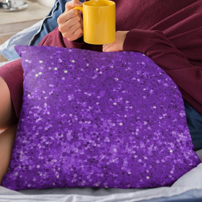 Djup Lila Glam Falskt Glitter Mönster Kudde (Skapare uppladdad)