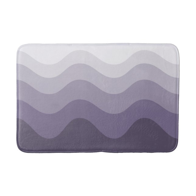 Djup Lila Grått Wavey Rand Modern Bath Mat Badrumsmatta (Framsidan)