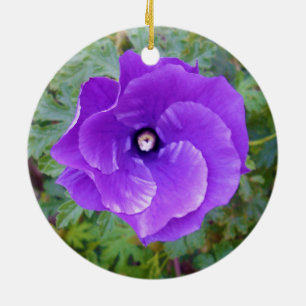 Djup Lila Hibiscus Flower Julgransprydnad Keramik