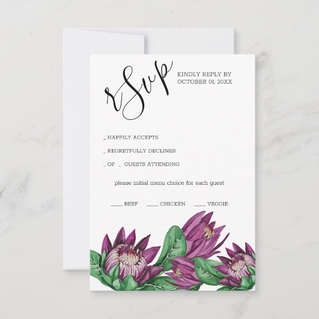 Djup lila King Protea Akvarellkonst OSA Kort (Framsida)