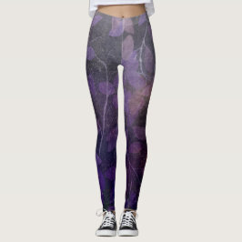 Djup Lila Löv Abstrakt Leggings