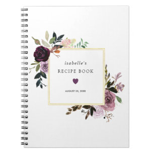 Djup Lila Mauve Rosa Blommigt Recipe Bok Anteckningsbok