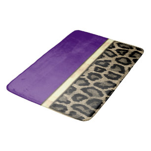 Djup Lila med leopard Skriv ut Badrumsmatta