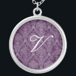 Djup Lila Monogram Sterling silver Necklace Silverpläterat Halsband<br><div class="desc">Vacker Snöre Sterling silver Necklace - färg kan bytas ut mot bakgrund. Underbar som bröllopsförmån,  bröllop-gåva,  födelsedagspresent eller helgdag.</div>