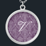 Djup Lila Monogram Sterling silver Necklace Silverpläterat Halsband<br><div class="desc">Vacker Snöre Sterling silver Necklace - färg kan bytas ut mot bakgrund. Underbar som bröllopsförmån,  bröllop-gåva,  födelsedagspresent eller helgdag.</div>