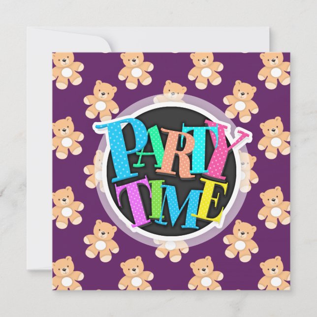 Djup Lila Nalle, päron Inbjudningar (Framsida)