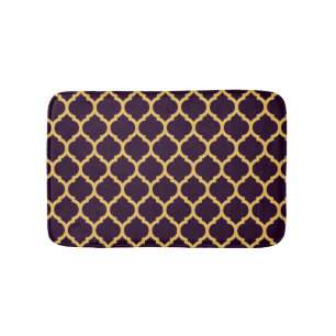 Djup Lila och Tan Moroccan Quatrefoil Mönster Badrumsmatta