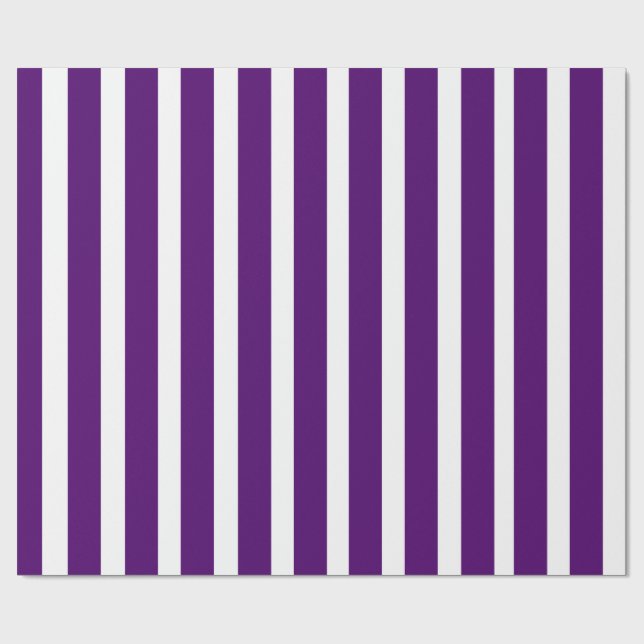 Djup lila och vita vertikala ränder presentpapper (Platt)