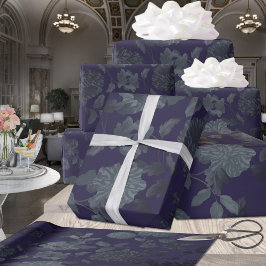 Djup Lila Ombre Modern Vintage Blommigt Presentpapper