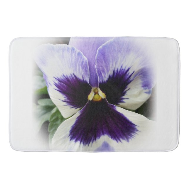 djup lila på vit pansy badrumsmatta (Framsidan)