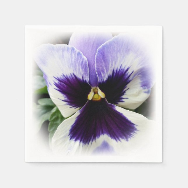 djup lila på vit pansy pappersservett (Framsidan)